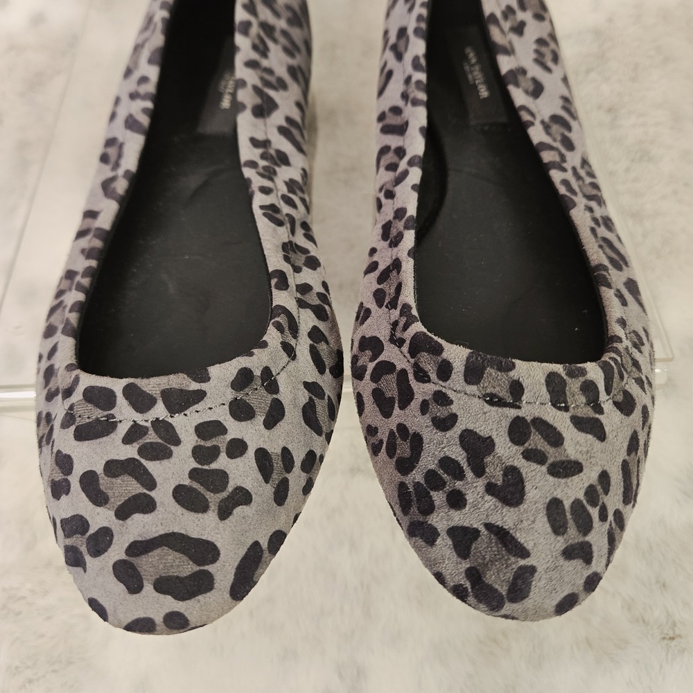 Ann Taylor Women's Gray Cheetah Leather Ballet Flats 7M Slip-on Career Mob Wife - Picture 5 of 10